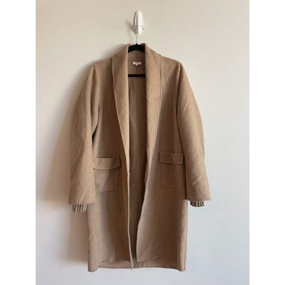 Splendid x @Cellajaneblog Icon Coat Camel Open-Front Sweater Trench Cashmere S